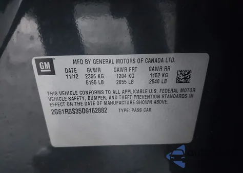 2013 Cadillac Xts Luxury from USA, damaged, VIN 2G61R5S35D9162882